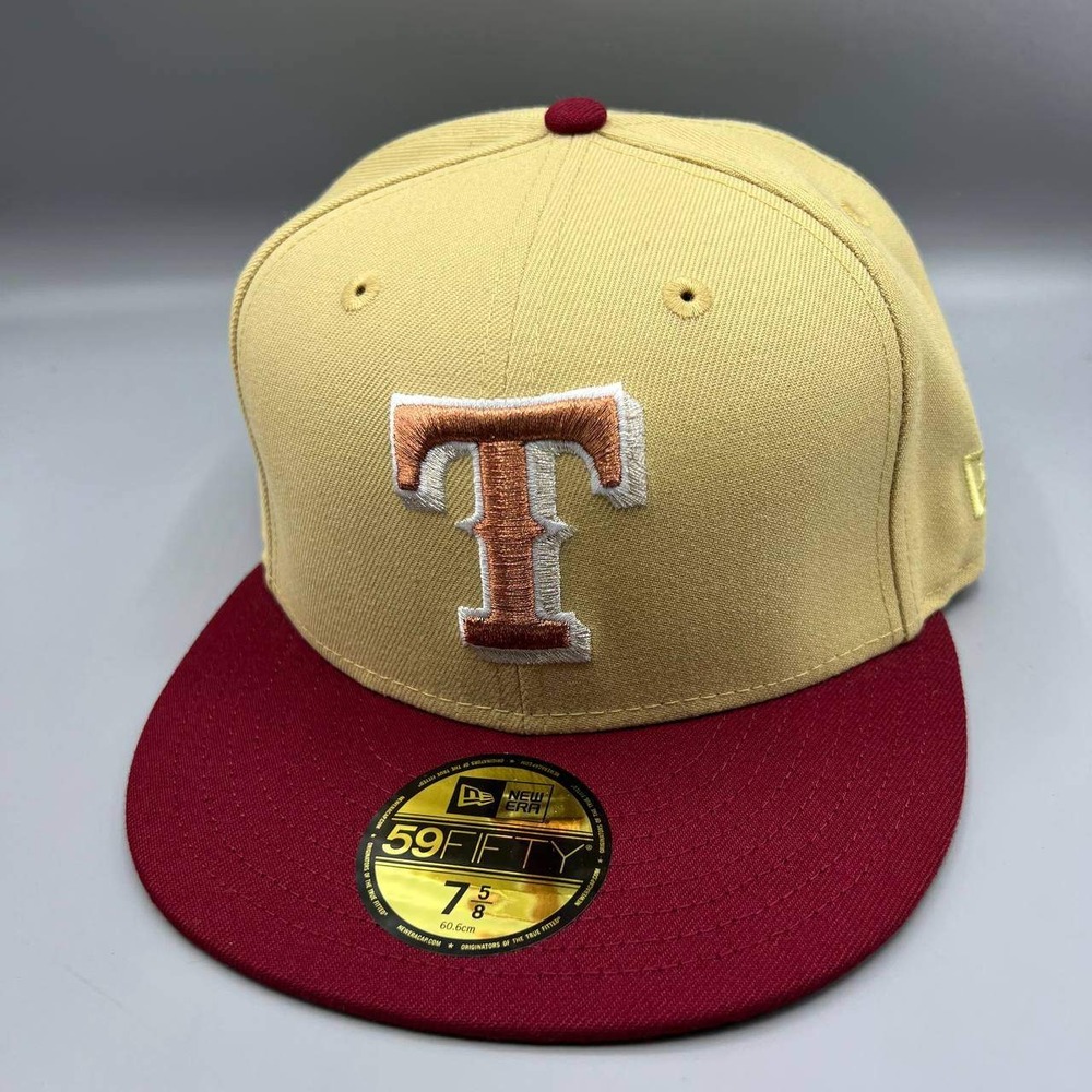 Texas‎ Ranger Hat Men 7 5/8 Beige Red 59Fifty New Era MLB Fitted Cap - Picture 3 of 8
